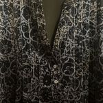 Croft & Barrow  velvet tunic top. Medium. Black & grey. Half button pleated front Photo 2