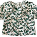 J.Crew Palm Trees Tropical Printed Cotton Button Down Puff Sleeve Top Size Medium Photo 3