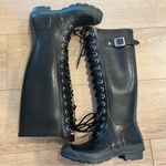 Hunter  Watling Tall Lace Up Rain Boots Women’s Black Green Size 5 Photo 3