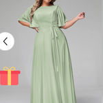 NWT Babaroni Yvette Bridesmaid Mother Bride Dusty Sage Green Flutter Maxi Dress Size 24 Photo 0