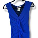 FUZZI Made In Italy Royal Blue Flutter Ruched Tulle Sleeveless Bodycon Dress XS Photo 1