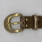 Vintage Elite Womens M Belt Cowhide Leather Animal‎ Print Gold USA Western Brown Photo 2