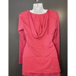 Calvin Klein  Performance Shirt Womens Small Pink Stripe Quick Dry Ruched Hood Photo 3