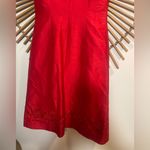 Ann Taylor VTG 90’s Red Silk Shantung Spaghetti Strap Dress w/Embroidery Rachel Photo 11