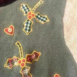 Vintage Christmas Embroidered Sweater Patchwork Medium Ugly Christmas Sweat Red Photo 4