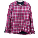 LL Bean Pink Plaid Fleece Lined Flannel Shirt Jacket Shacket MEDIUM Photo 1