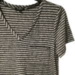 Rhapsody  Women’s Black and Gray Striped V-Neck Tee Photo 1