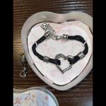 Brighton  Black Cord Strand‎ Silver Heritage Heart Necklace Bracelet Earrings Set Photo 2