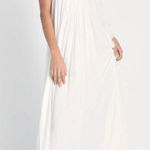 Lulus  Corfu Charm Ivory O-Ring Halter Maxi Dress White Beachy Flowy Medium Photo 0