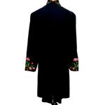 Victor Costa Vintage Floral Embroidered Mandarin Black Knee Length Jacket M Size M Photo 3
