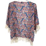 Kori  America fringe kimono s/m colorful Aztec geometric lightweight coverup Photo 1