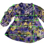 Fig and Flower Sheer Purple Floral Poet Blouse Romantic Size XL Photo 5