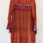 Fun Colorful Leopard Silky Tunic Bell Sleeve African Ethnic Tribal XS Orange Photo 0