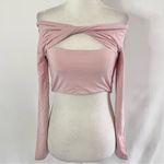 New SER.O.YA Ellis Twisted Cutout Front Long Sleeve Crop Top Pink Size Large Photo 10
