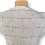 Vintage 90s Sweater Vest Neutral Knit Printed Crewneck Checkered Light Pink Size M Photo 5