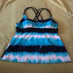 Tropical Escape Blue black and white striped tankini top Photo 0