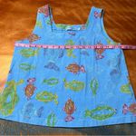 Fresh Produce VTG  Boxy Tank Top Fish Small Periwinkle Blue Cotton USA 90s Photo 5