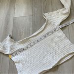 Free People  Off the Shoulder Textured Stretchy Crop Long Sleeve Top White (M/L) Photo 3