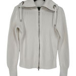 Ralph Lauren Lauren  Women's White Ribbed Full Zip Cowl Neck Sweater Size Large Photo 0