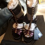Just Cavalli  women's 36 EU tall strappy gold studded leather gladiator sandals Photo 1