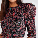 Free People Monica Top, Floral Open Back Puff Sleeve Cinched Waist Blouse Med Photo 1