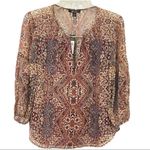 Ella Moss  Long Sleeve Graphic Silk Blouse Size XS Photo 5