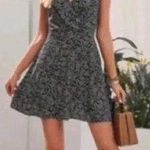 🆕Floral Spaghetti Straps Mini Dress S🆕 Black Photo 0