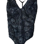 Victoria's Secret Victoria’s Secret Black Metallic Palm Lace Strappy Bodysuit Size Medium‎ Photo 0