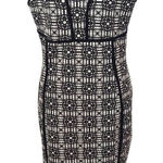 Boohoo  Black and White Graphic Print Bodycon Dress Size 10 Sexy Fitted Dress Photo 0