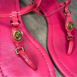 Coach  Robyn Turn Lock Leather T-Strap Thong Sandals Hot Pink Women’s Size 7.5 Photo 1