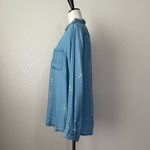 Life Style 100% Tencel Chambray Anchor Quarter Button Top Blue Size M Photo 3