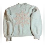 Kate Spade  Wool Blend Light Blue Sweater with Pink Snowflake S Small Photo 1
