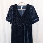 ASOS Maternity Womens Velvet Sparkle Midi Dress Size 8 Black Holiday Glam Party Photo 1