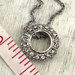 Loft silver tone dainty circle rhinestone pendant necklace Photo 3
