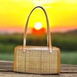 Tommy Bahama Brand New Without Tags (NWOT)
 Rattan and Leather
Shoulder Tote Bag. Photo 4