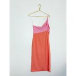 Petal and Pup  Xiomar Midi Dress Size 8 Orange Pink Colorblock One Shoulder Party Photo 10