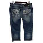 Miss Me  Jeans Signature Cuffed Capri 25 Thick Stitched Sequin Embroidered Wings Photo 2