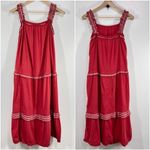 Old Navy  Maxi Dress Embroidered Sleeveless‎ Pockets Summer Dress Red Medium Photo 1