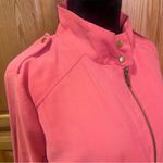 ZARA Front Zip Gold Snap Cinched Waist Military Utility Jacket Coral Pink Large Photo 11