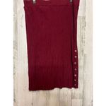 Almost Famous  Burgundy Ribbed Midi Skirt 2X – Button Side Detail, Stretchy Knit Photo 3