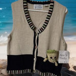 Grannycore‎ Shabby Chic Sweater Vest M Knit button Up Unique Patten Ann Trinity Size M Photo 0