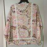 Land’s End Women's Tunic Top Long Sleeve V Neck Pink Brown Tie Photo 5