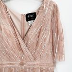Mac Duggal  9064 Blush Pink Sequin Bead Cape Sleeve Dress Gown 12 NEW Photo 8