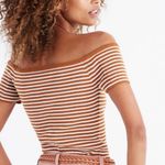 Madewell  Off-Shoulder Top in Brown/White Stripe - small Photo 0