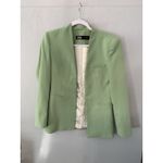 ZARA Light Green Collarless Open Front Blazer Jacket Women's Size S Photo 3