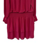 NWT, White House Black Market Tie Neck Blouson Dress in Red Plum, Sz XL Photo 8