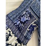 Sunny Leigh  NEW Long Lightweight A Line Crinkle Stretch Top Blouse Black Blue 3X Photo 3