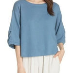 Eileen Fisher Diagonal Eco Ballet Knit Box Top Blue Size Large Photo 0