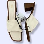 ZARA Off-White Leather and wood heel mule pumps NWT Photo 1