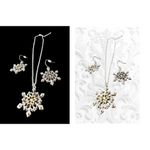 Snowflake Necklace Earrings Set 16" Chain New Reversible Festive Winter… Gold Photo 5